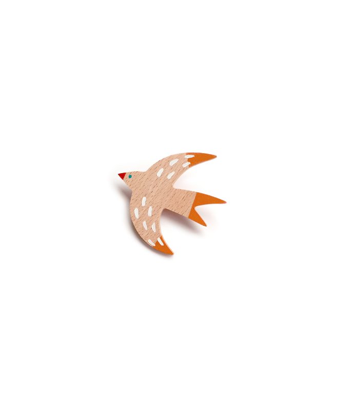 swallow wooden brooch