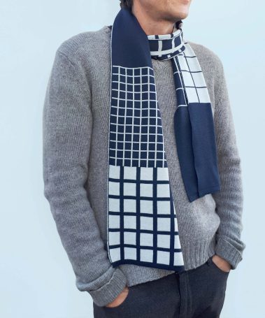 blue checkered scarf kyoto